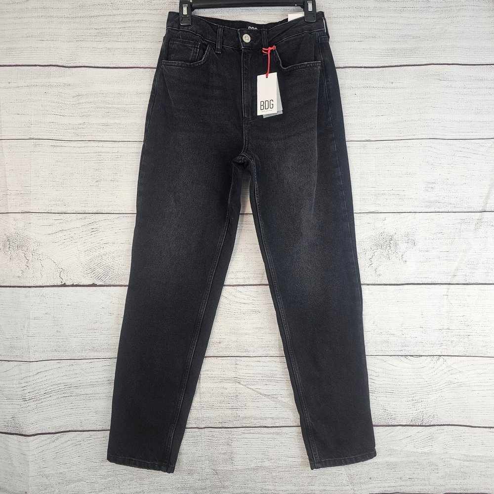 Urban Outfitters BDG 27 Mom Jeans High Waist Tapered Faded Black NWT $89 L785